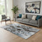 5' X 8' Chocolate Blue And Gray Abstract Washable Area Rug With UV Protection