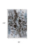 8' X 10' Chocolate Blue And Gray Abstract Washable Area Rug With UV Protection