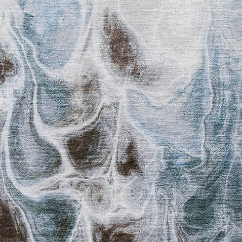 8' X 10' Chocolate Blue And Gray Abstract Washable Area Rug With UV Protection