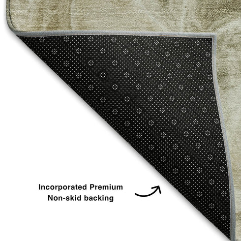 8' X 10' Khaki And Ivory Abstract Washable Area Rug With UV Protection