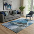 5' X 8' Blue Gray And Silver Abstract Washable Area Rug With UV Protection