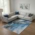 9' X 12' Blue Gray And Silver Abstract Washable Area Rug With UV Protection
