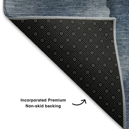9' X 12' Blue Gray And Silver Abstract Washable Area Rug With UV Protection