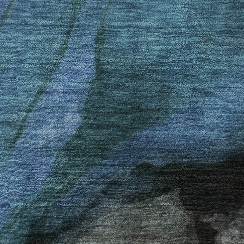 9' X 12' Blue Gray And Silver Abstract Washable Area Rug With UV Protection