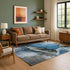 9' X 12' Blue Gray And Silver Abstract Washable Area Rug With UV Protection