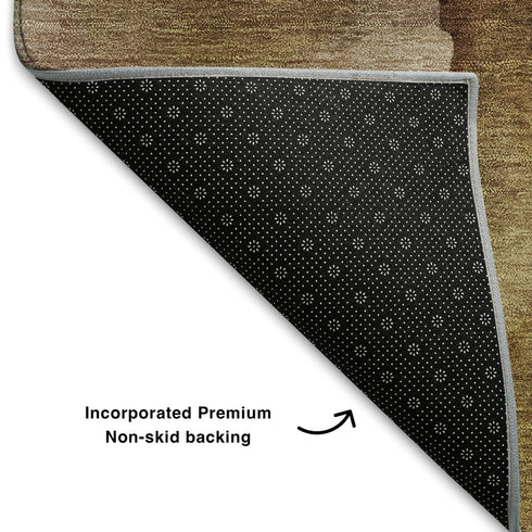 5' X 8' Rust Gray And Beige Abstract Washable Area Rug With UV Protection