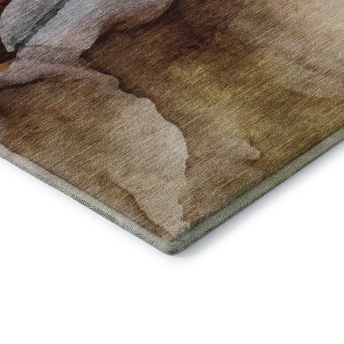 5' X 8' Rust Gray And Beige Abstract Washable Area Rug With UV Protection