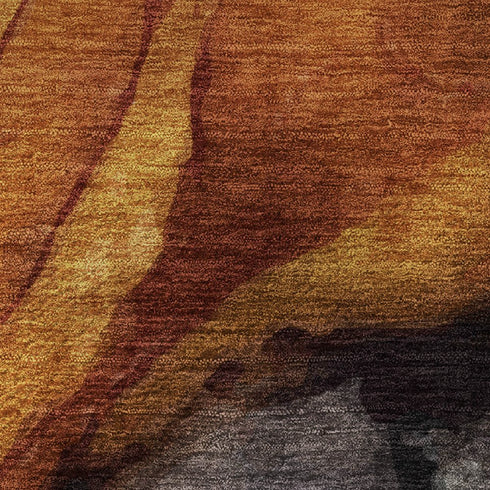 5' X 8' Rust Gray And Beige Abstract Washable Area Rug With UV Protection