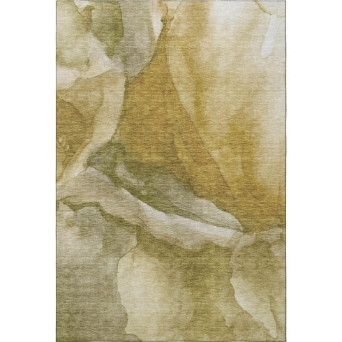 8' X 10' Wheat Gray And Beige Abstract Washable Area Rug With UV Protection