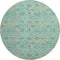 8' Aqua And Beige Floral Washable Round Rug With UV Protection