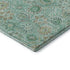 8' Aqua And Beige Floral Washable Round Rug With UV Protection