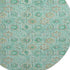 8' Aqua And Beige Floral Washable Round Rug With UV Protection