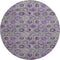 8' Purple Gray And Silver Floral Washable Round Rug With UV Protection