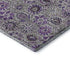 8' Purple Gray And Silver Floral Washable Round Rug With UV Protection