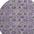 8' Purple Gray And Silver Floral Washable Round Rug With UV Protection