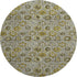 8' Pewter Gold And Gray Floral Washable Round Rug With UV Protection