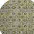 8' Pewter Gold And Gray Floral Washable Round Rug With UV Protection