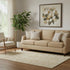 5' X 8' Beige And Tan Floral Washable Area Rug With UV Protection