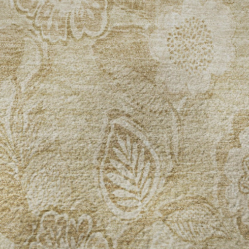 5' X 8' Beige And Tan Floral Washable Area Rug With UV Protection
