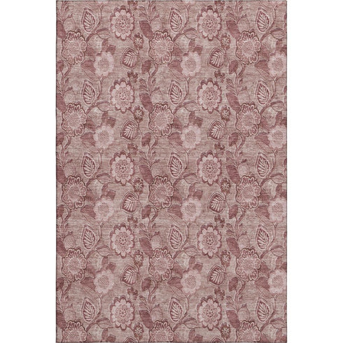 5' X 8' Blush And Pink Floral Washable Area Rug With UV Protection
