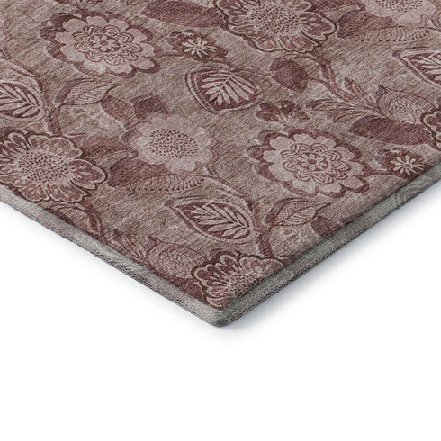 5' X 8' Blush And Pink Floral Washable Area Rug With UV Protection