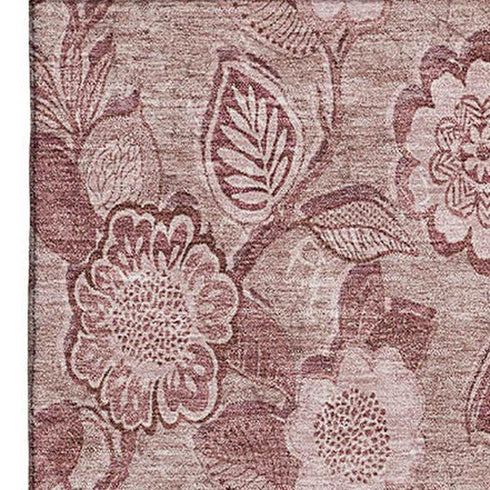 5' X 8' Blush And Pink Floral Washable Area Rug With UV Protection