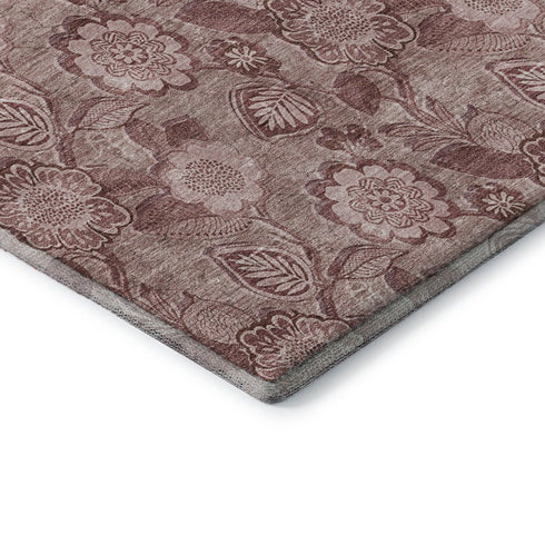 9' X 12' Blush And Pink Floral Washable Area Rug With UV Protection