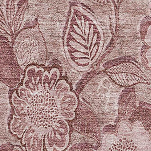 9' X 12' Blush And Pink Floral Washable Area Rug With UV Protection