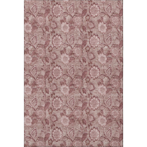 9' X 12' Blush And Pink Floral Washable Area Rug With UV Protection