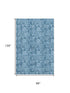 8' X 10' Blue And Sky Blue Floral Washable Area Rug With UV Protection