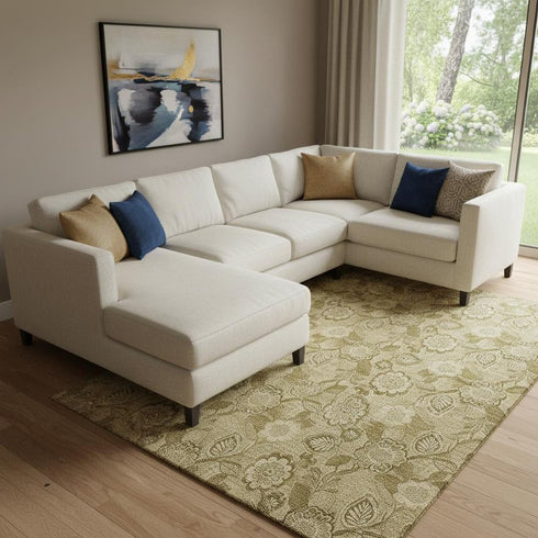8' X 10' Coffee And Beige Floral Washable Area Rug With UV Protection