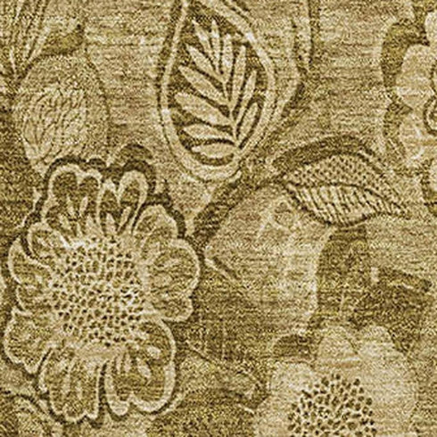 8' X 10' Coffee And Beige Floral Washable Area Rug With UV Protection