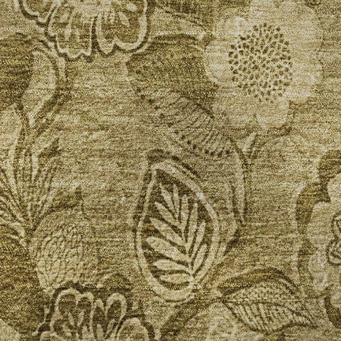 9' X 12' Coffee And Beige Floral Washable Area Rug With UV Protection
