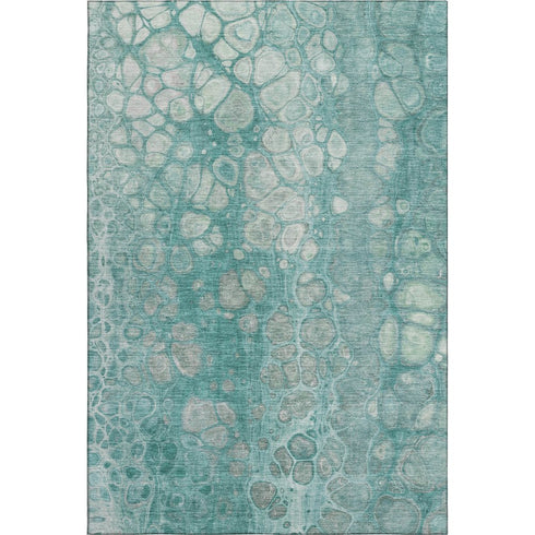8' X 10' Aqua Gray And Silver Abstract Washable Area Rug With UV Protection