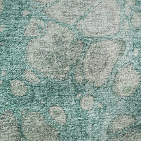 8' X 10' Aqua Gray And Silver Abstract Washable Area Rug With UV Protection