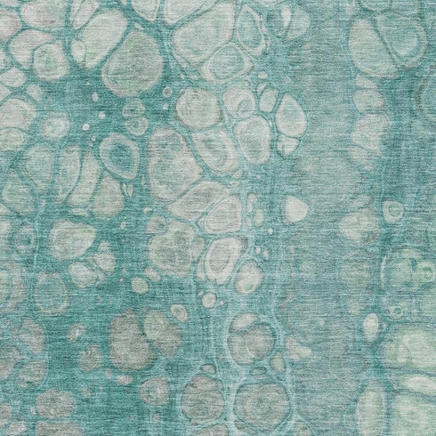 8' X 10' Aqua Gray And Silver Abstract Washable Area Rug With UV Protection