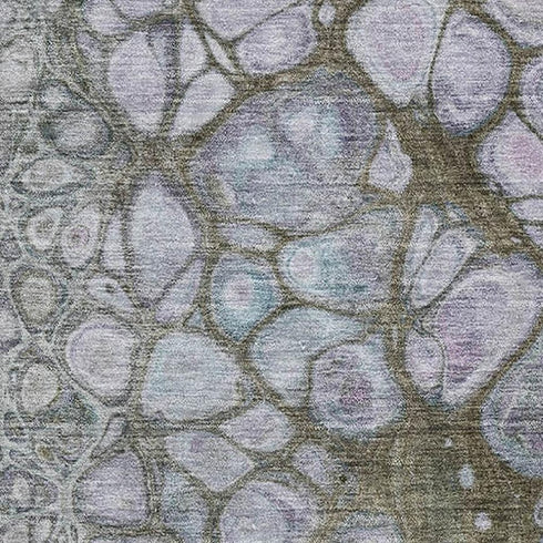 8' X 10' Brown Blue And Gray Abstract Washable Area Rug With UV Protection