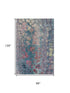 8' X 10' Teal Plum And Beige Abstract Washable Area Rug With UV Protection