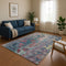 8' X 10' Teal Plum And Beige Abstract Washable Area Rug With UV Protection