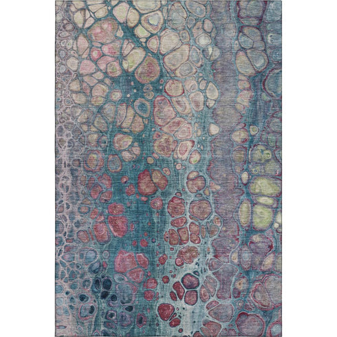 8' X 10' Teal Plum And Beige Abstract Washable Area Rug With UV Protection