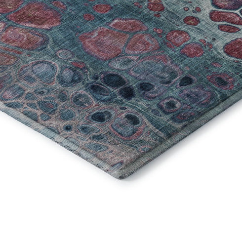 8' X 10' Teal Plum And Beige Abstract Washable Area Rug With UV Protection