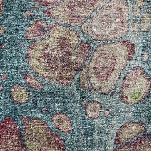 8' X 10' Teal Plum And Beige Abstract Washable Area Rug With UV Protection