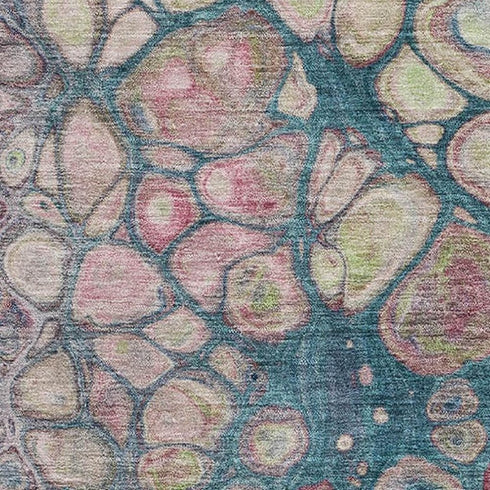 8' X 10' Teal Plum And Beige Abstract Washable Area Rug With UV Protection