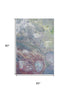 5' X 8' Blue Purple And Green Abstract Washable Area Rug With UV Protection