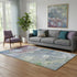 5' X 8' Blue Purple And Green Abstract Washable Area Rug With UV Protection