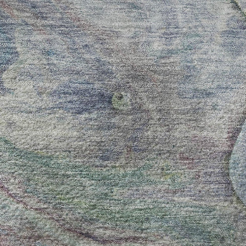 5' X 8' Blue Purple And Green Abstract Washable Area Rug With UV Protection