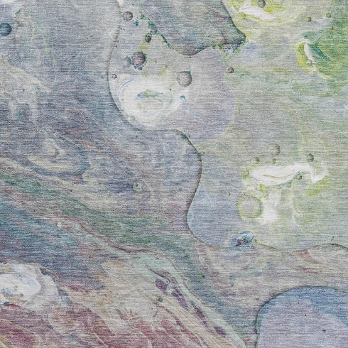 5' X 8' Blue Purple And Green Abstract Washable Area Rug With UV Protection