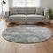 8' Khaki Beige And Purple Abstract Washable Round Rug With UV Protection