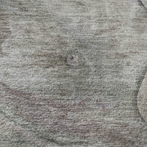8' Khaki Beige And Purple Abstract Washable Round Rug With UV Protection