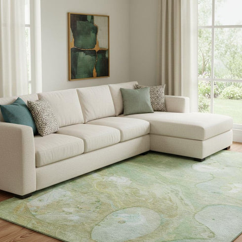 8' X 10' Sage And Teal Abstract Washable Area Rug With UV Protection